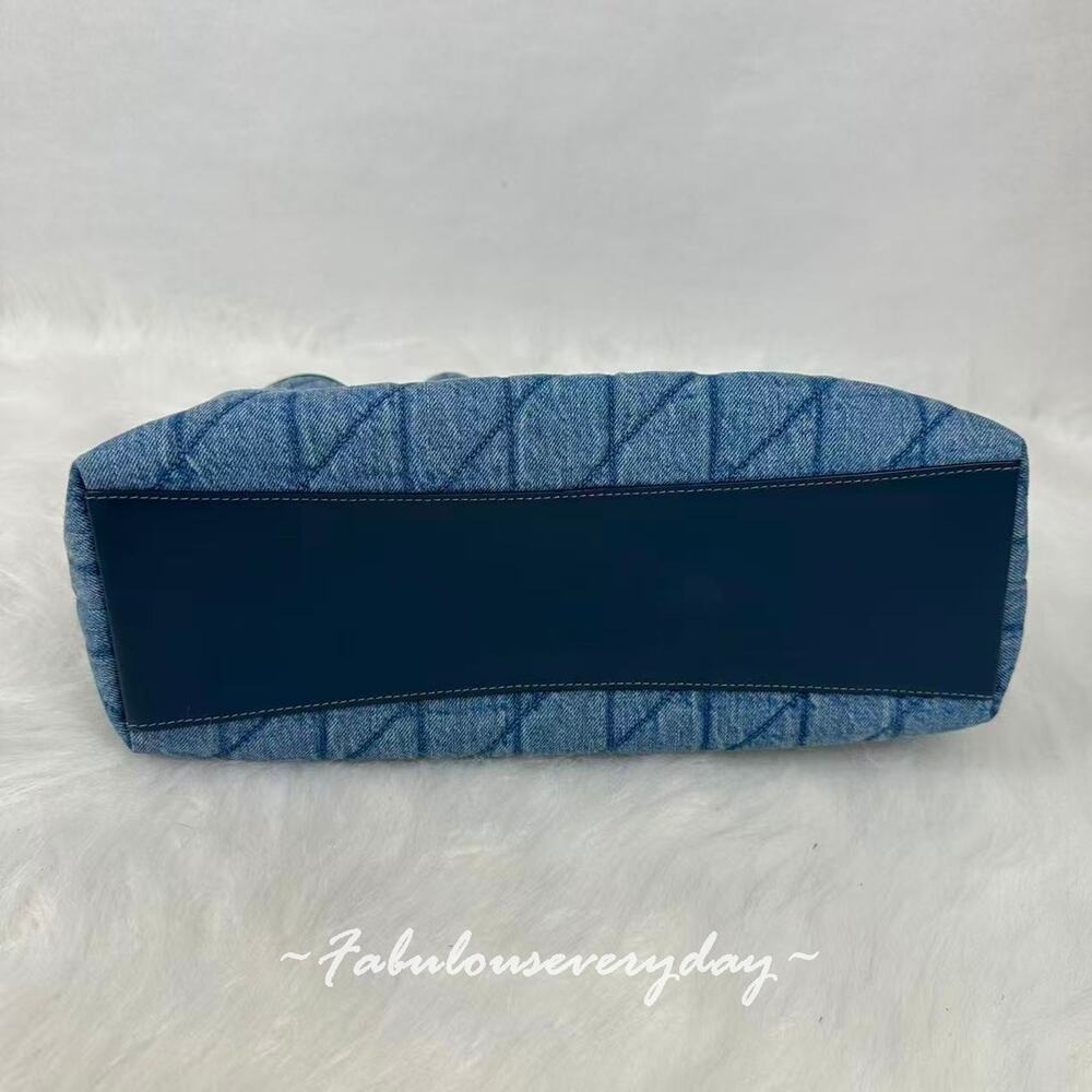 Coach Evelyn Shoulder Bag In Regenerative Cotton With Quilting CDC02 Indigo NWT - Picture 7 of 9
